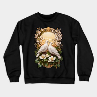 White Doves on a Magnolia branch retro vintage design Crewneck Sweatshirt